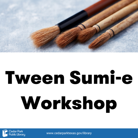 Set of brushes for sumi-e painting. Text reads Tween Sumi-e Workshop.