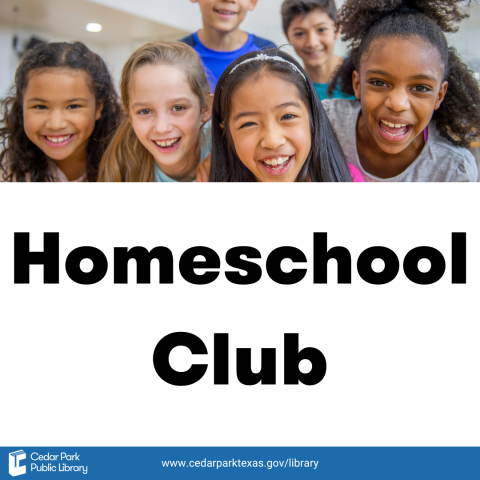 Smiling kids facing the camera with text that reads Homeschool Club