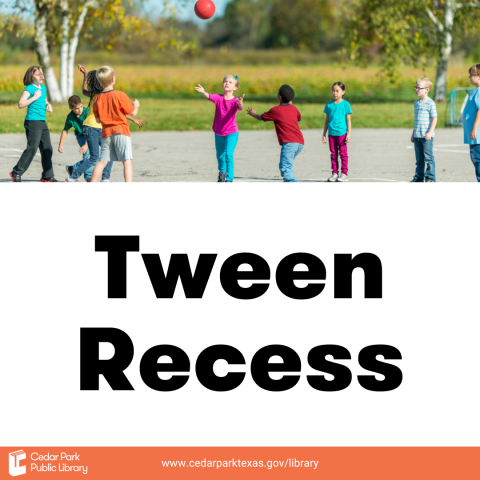 Kids in colorful clothing playing outdoors with a red ball. Text reads Tween Recess.