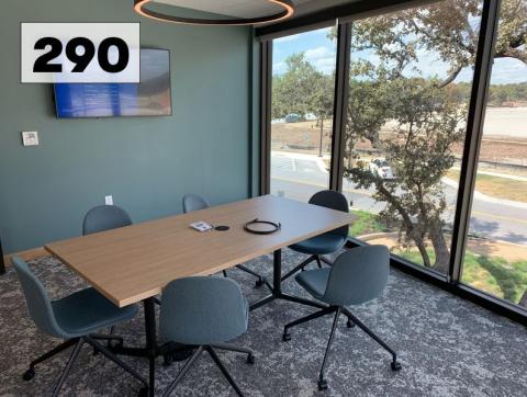 Photo of room 290. 6 chairs. Second floor, near Teen collection.