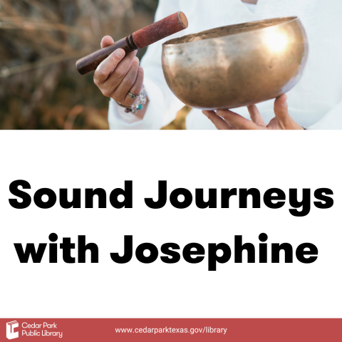 Sound bowl with text: Sound Journeys with Josephine