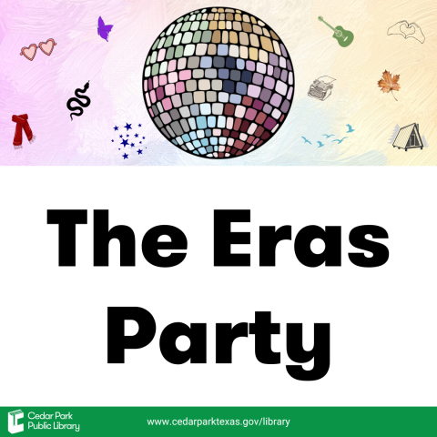 Disco ball illustration with text reading The Eras Party.