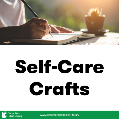 person writing in journal. text reads: self-care crafts