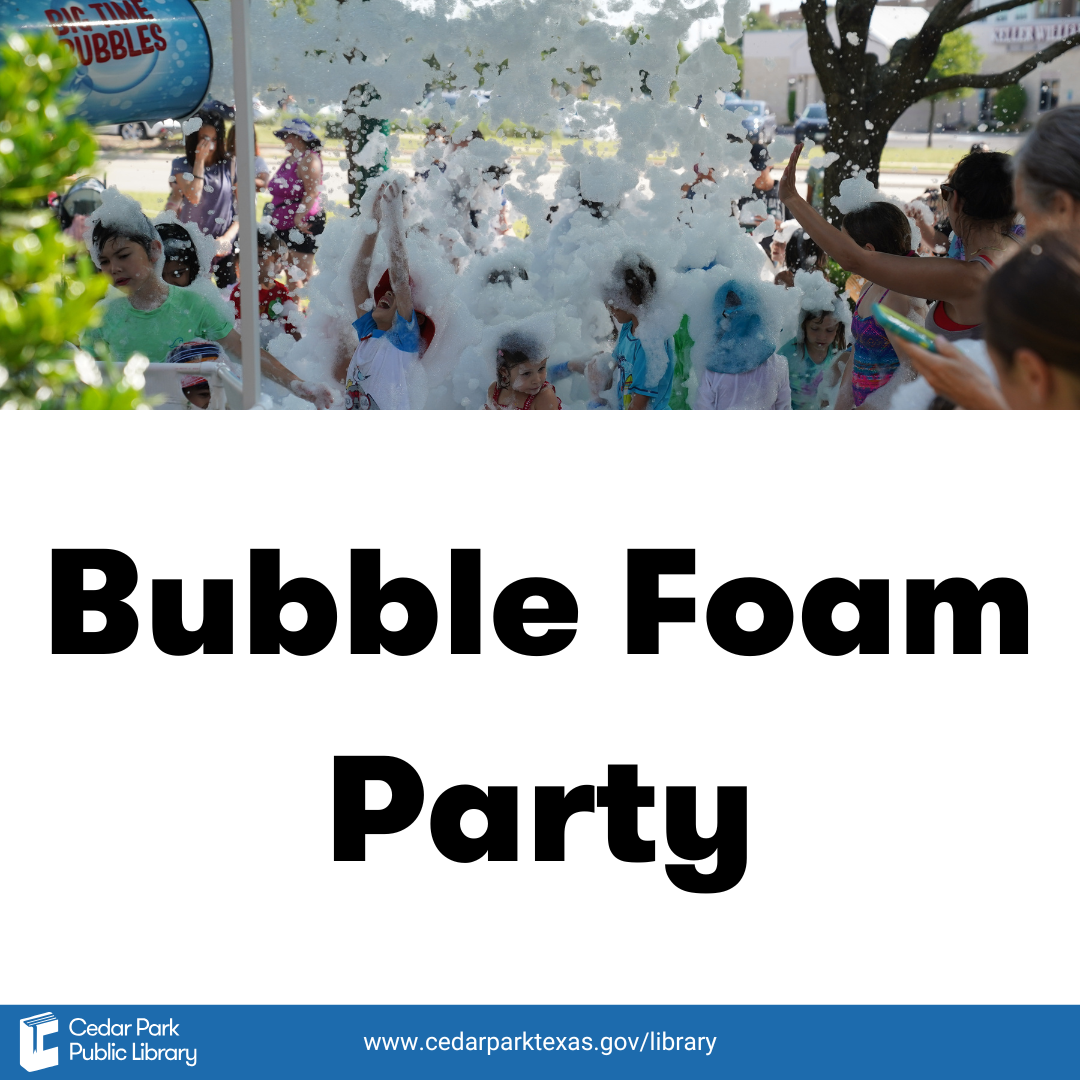 People covered in bubble foam. Text reads Bubble Foam Party