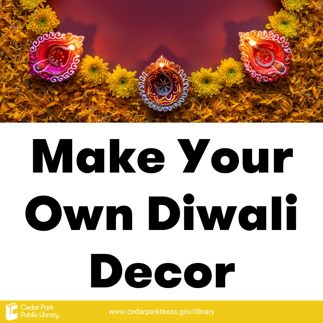 Flowers and lanterns; Black text reads "Make Your Own Diwali Decor"