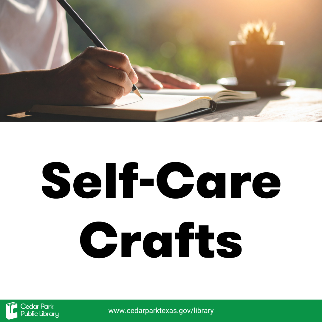 person writing in journal. text reads: self-care crafts